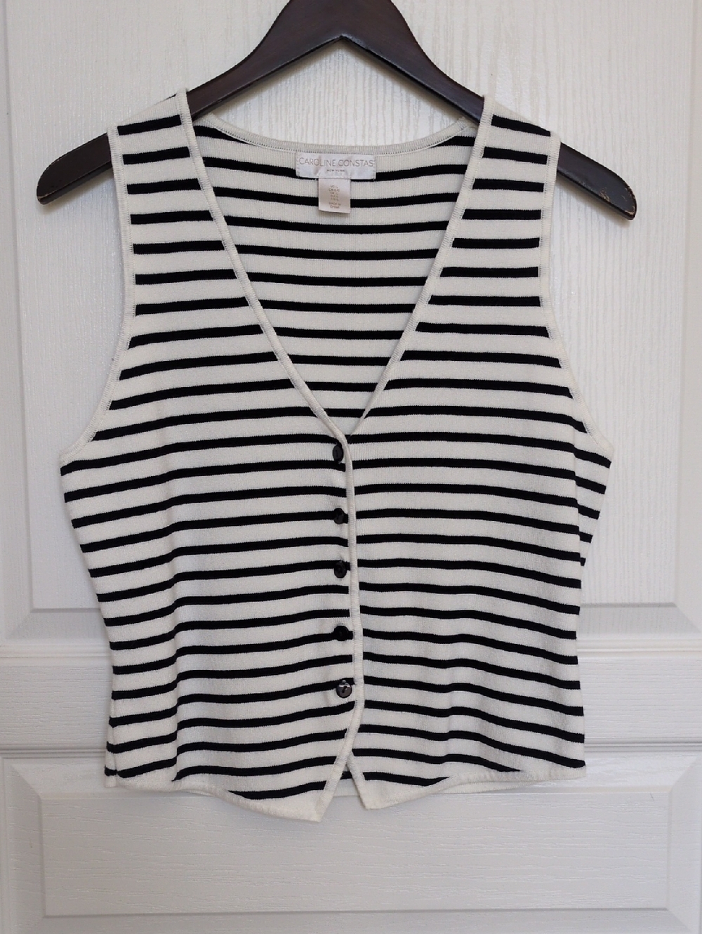 Caroline Constas Navy And Cream Striped Vest